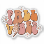 Retro Roze en Oranje Herfst Vibes Sticker (Voorkant)