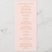 Retro Roze en Oranje huwelijk Programmakaart (Achterkant)