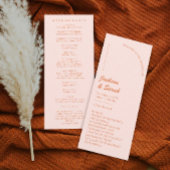 Retro Roze en Oranje huwelijk Programmakaart