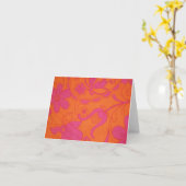 Retro roze en Oranje kaart (Gele Bloem)