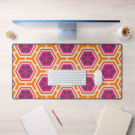 Retro roze en oranje modern geometrisch patroon bureaumat