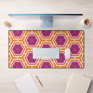 Retro roze en oranje modern geometrisch patroon bureaumat