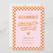 Retro Roze en Oranje Sunset Bachelorette Party Kaart (Voorkant)