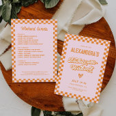 Retro Roze en Oranje Sunset Bachelorette Party Kaart