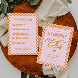 Retro Roze en Oranje Sunset Bachelorette Party Kaart