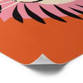 Retro Roze en Oranje Tijger Grote Kat Illustratie Poster (Hoek)