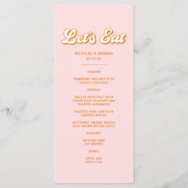 Retro roze en oranje zomerse zonsondergang bruilof menu