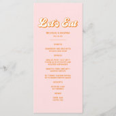Retro Roze en Oranje Zomerzonsondergang Huwelijk Menu (Voorkant)