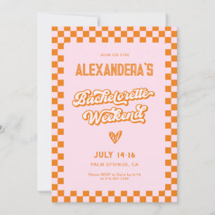 Retro Roze en Oranje Zonsondergang Bachelorette F Kaart