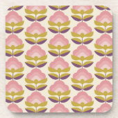 Retro Roze en Paarse Floral Pattern Bier Onderzetter (Voorkant)