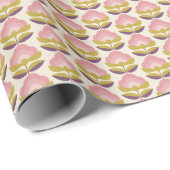 Retro Roze en Paarse Floral Pattern Cadeaupapier (Rol Hoek)