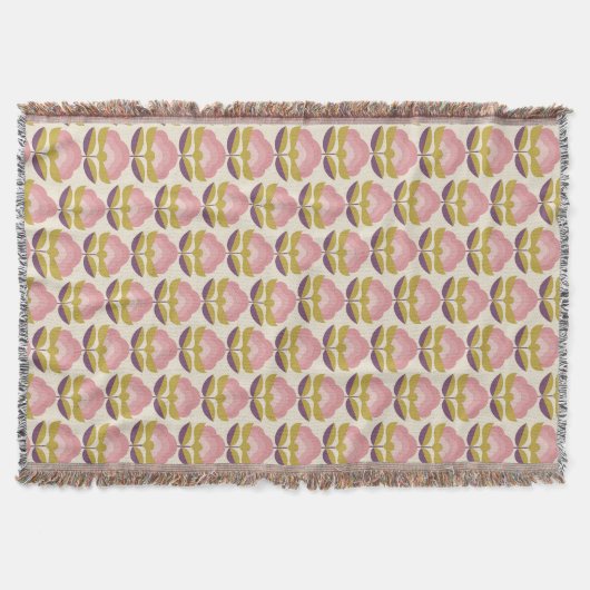 Retro Roze en Paarse Floral Pattern Deken (Voorkant)