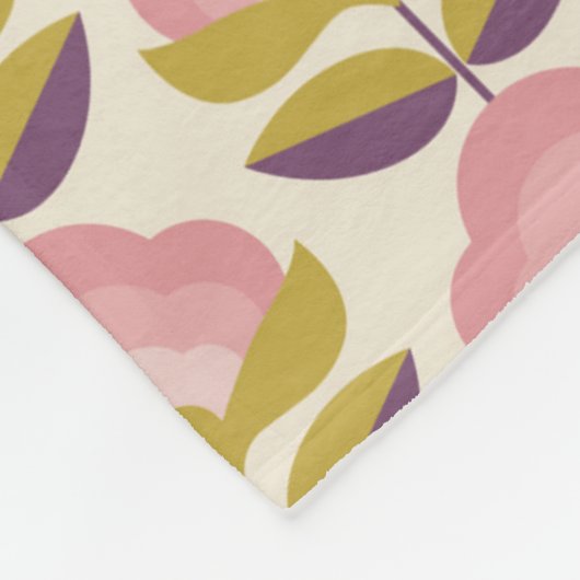 Retro Roze en Paarse Floral Pattern Fleece Deken (Hoek)