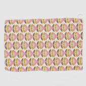 Retro Roze en Paarse Floral Pattern Golfhanddoek (Horizontaal)