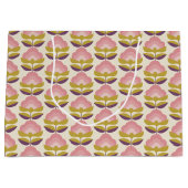 Retro Roze en Paarse Floral Pattern Groot Cadeauzakje (Voorkant)
