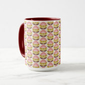 Retro Roze en Paarse Floral Pattern Mok (Voorkant links)
