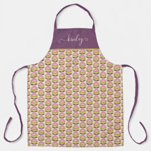 Retro Roze en Paarse Floral Pattern Schort