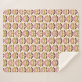 Retro Roze en Paarse Floral Pattern Sherpa Deken (Voorkant (horizontaal))