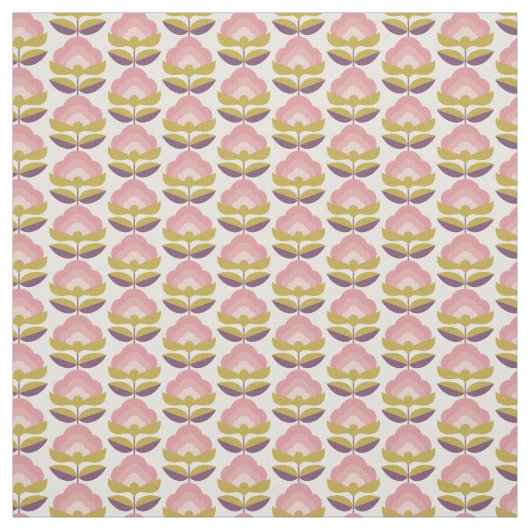 Retro Roze en Paarse Floral Pattern Stof (Swatch)