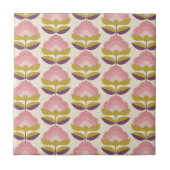 Retro Roze en Paarse Floral Pattern Tegeltje (Voorkant)