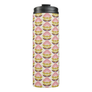Retro Roze en Paarse Floral Pattern Thermosbeker