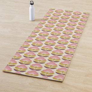 Retro Roze en Paarse Floral Pattern Yogamat