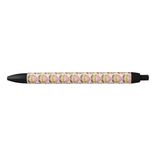 Retro Roze en Paarse Floral Pattern Zwarte Inkt Pen (Voorkant)