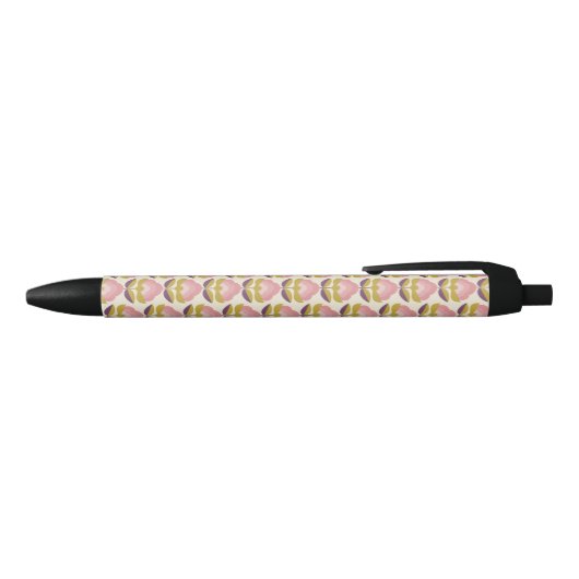 Retro Roze en Paarse Floral Pattern Zwarte Inkt Pen (Bovenkant)