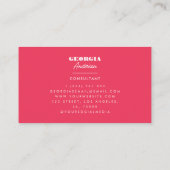 Retro Roze en Red Bold Script Minimalist Trendy Visitekaartje (Achterkant)