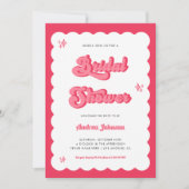 Retro Roze en Red Groovy Script Vrijgezellenfeest Kaart (Voorkant)