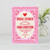 Retro Roze en Red Handwriting Vrijgezellenfeest Kaart (Staand voorkant)