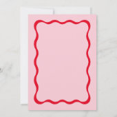 Retro Roze en Red Wavy Bridal Shower Invitation Kaart (Achterkant)