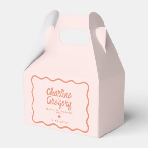 Retro Roze en Red Wavy Handwriting Wedding Bedankdoosjes