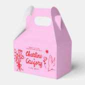 Retro Roze en Red Wavy Handwriting Wedding Bedankdoosjes (Voorkant Zijde)