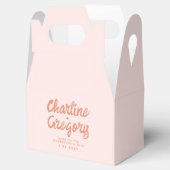 Retro Roze en Red Wavy Handwriting Wedding Bedankdoosjes (Geopend)