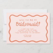 Retro Roze en rode avy Bridesmaid-voorstel