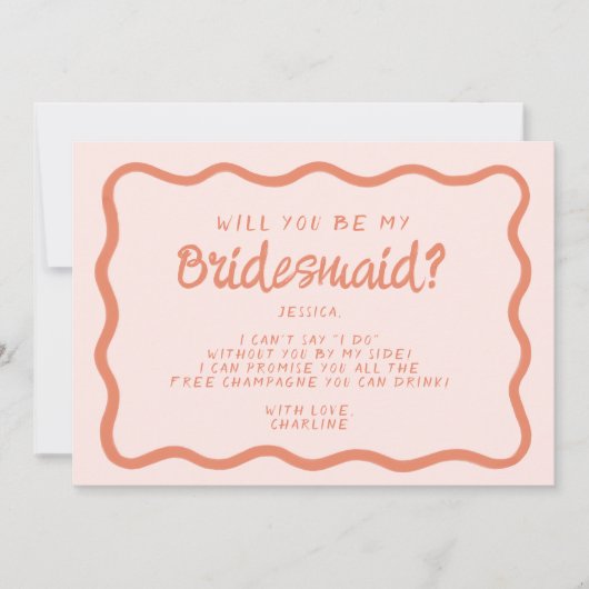 Retro Roze en rode avy Bridesmaid-voorstel Kaart (Voorkant)