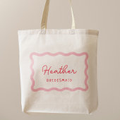 Retro roze en rode bruidsmeisje cadeautjes tote bag