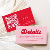 Retro Roze en Rode bruiloft Details Website Informatiekaartje