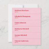 Retro Roze en Rode Bruiloft Plaats Kaart DIY (Voorkant)