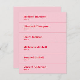 Retro Roze en Rode Bruiloft Plaats Kaart DIY