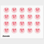 Retro Roze en Rode Bruiloft Ronde Sticker (Vel)