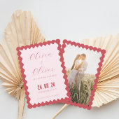 Retro roze en rode foto bruiloft save the date
