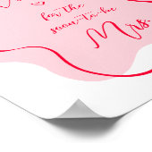 Retro roze en rode golf Hoeveel kussen bruids Poster (Hoek)