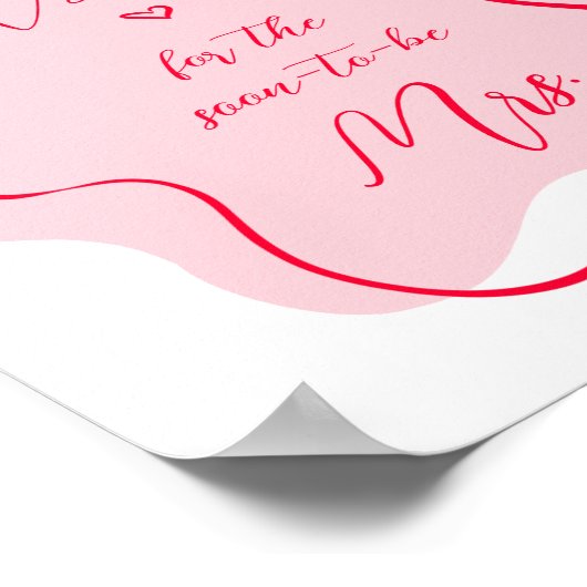 Retro roze en rode golf Hoeveel kussen bruids Poster (Hoek)