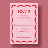 Retro Roze en Rode Golf Wedding RSVP Informatiekaartje