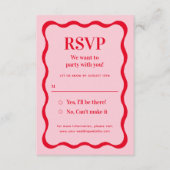 Retro Roze en Rode Golf Wedding RSVP Informatiekaartje (Voorkant)