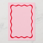 Retro roze en rode golvende bruidsshower menu kaar (Achterkant)