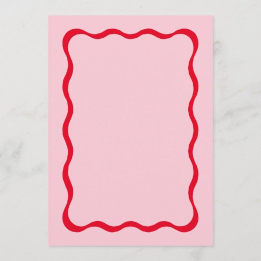 Retro roze en rode golvende bruidsshower menu kaar (Achterkant)