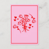 Retro Roze en Rode Golvende Handschrift bruiloft D Informatiekaartje (Achterkant)